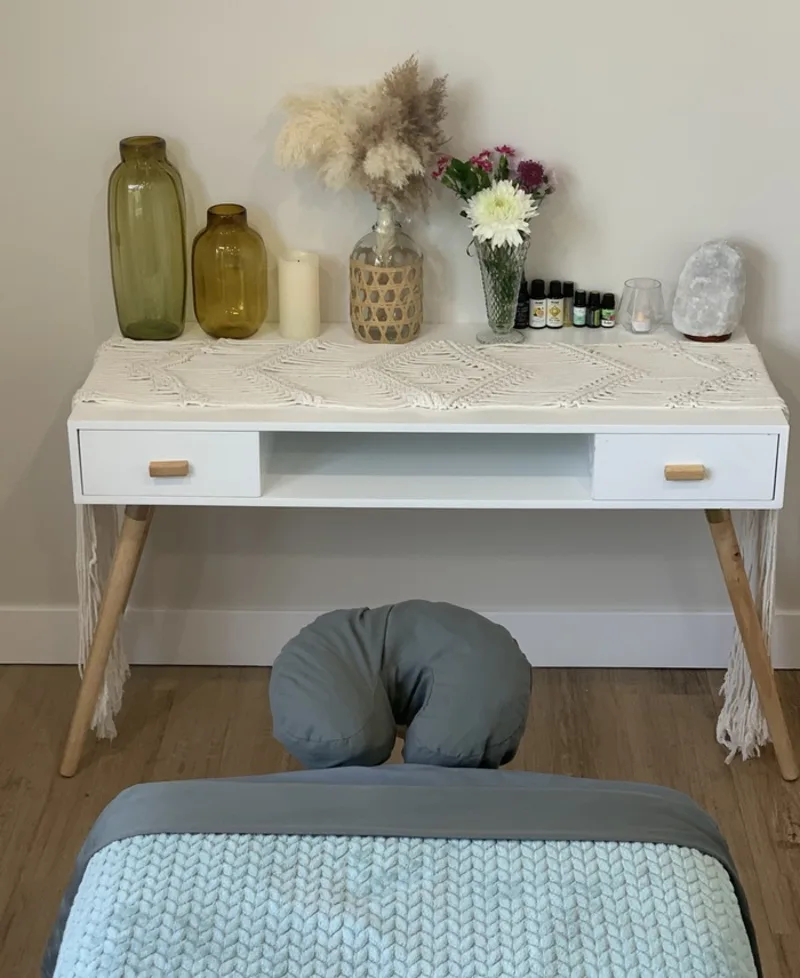 Interior of TMJ Wellness Studio, a calm massage therapy space in Salt Lake City